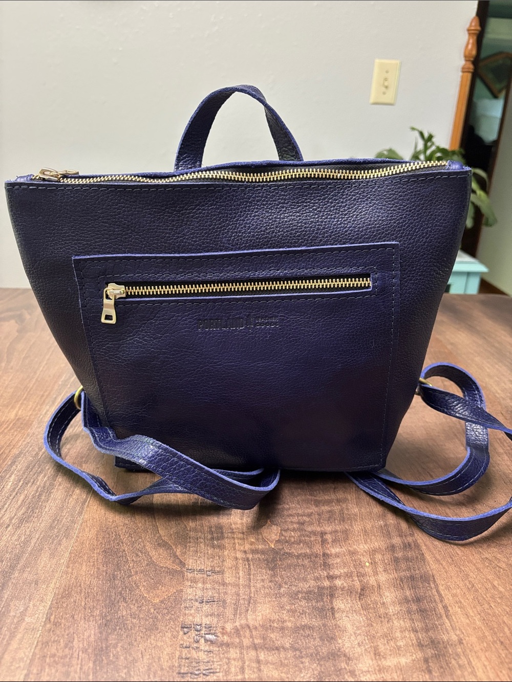 Portland Leather small tote backpack in Colbalt. New